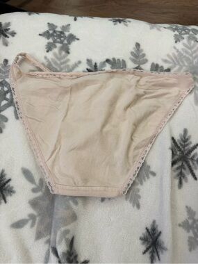Light Blush Lace Trim Bikini Briefs